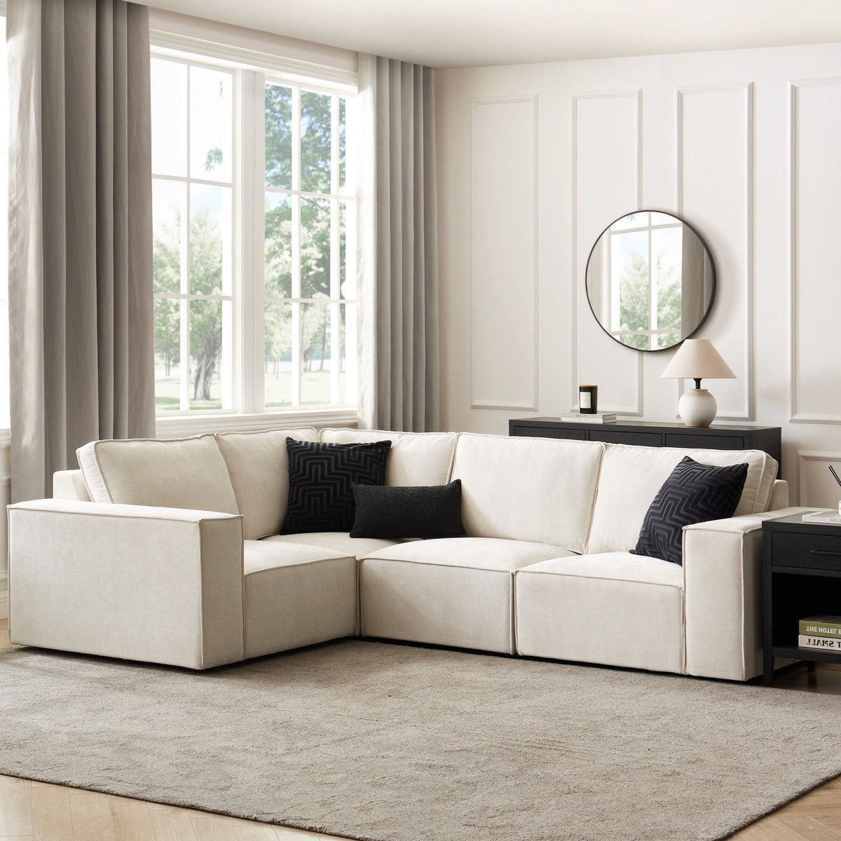 Brooklyn Small Left Hand L-Shape Sofa Ivory - lifestyle 2
