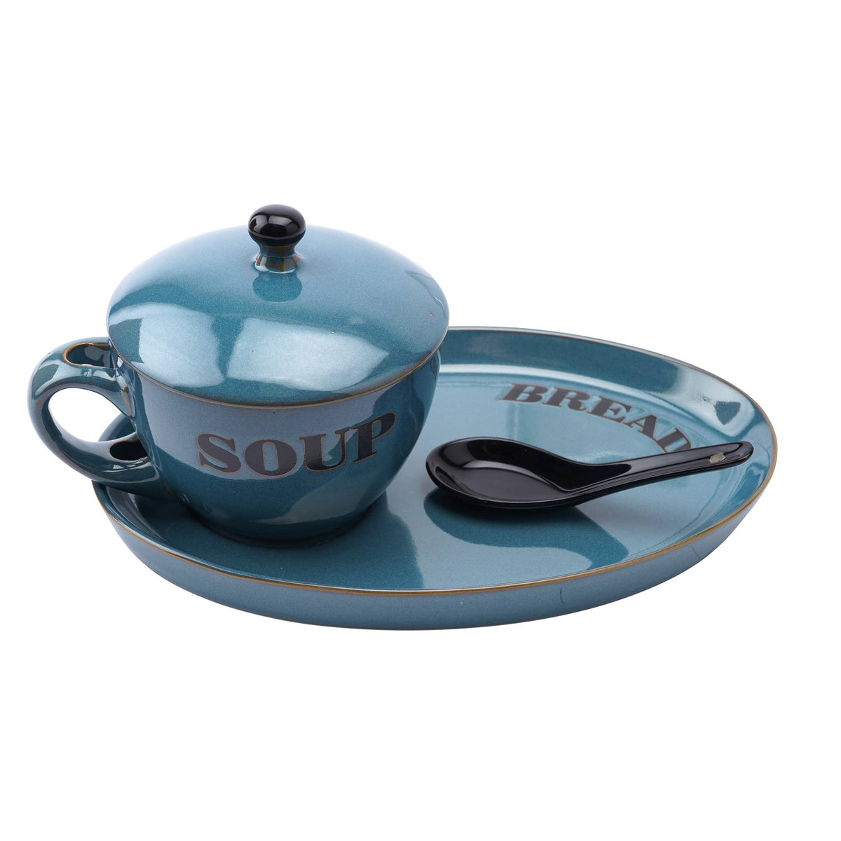 Soup Bowl and Bread Plate - Blue