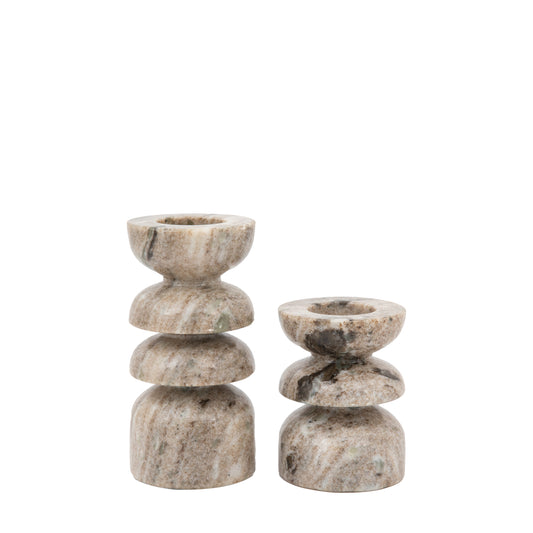 Azuaga Marble Candlestick Sandstone — Set of 2