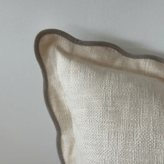 Cream / Grey Scalloped Edge Cushion