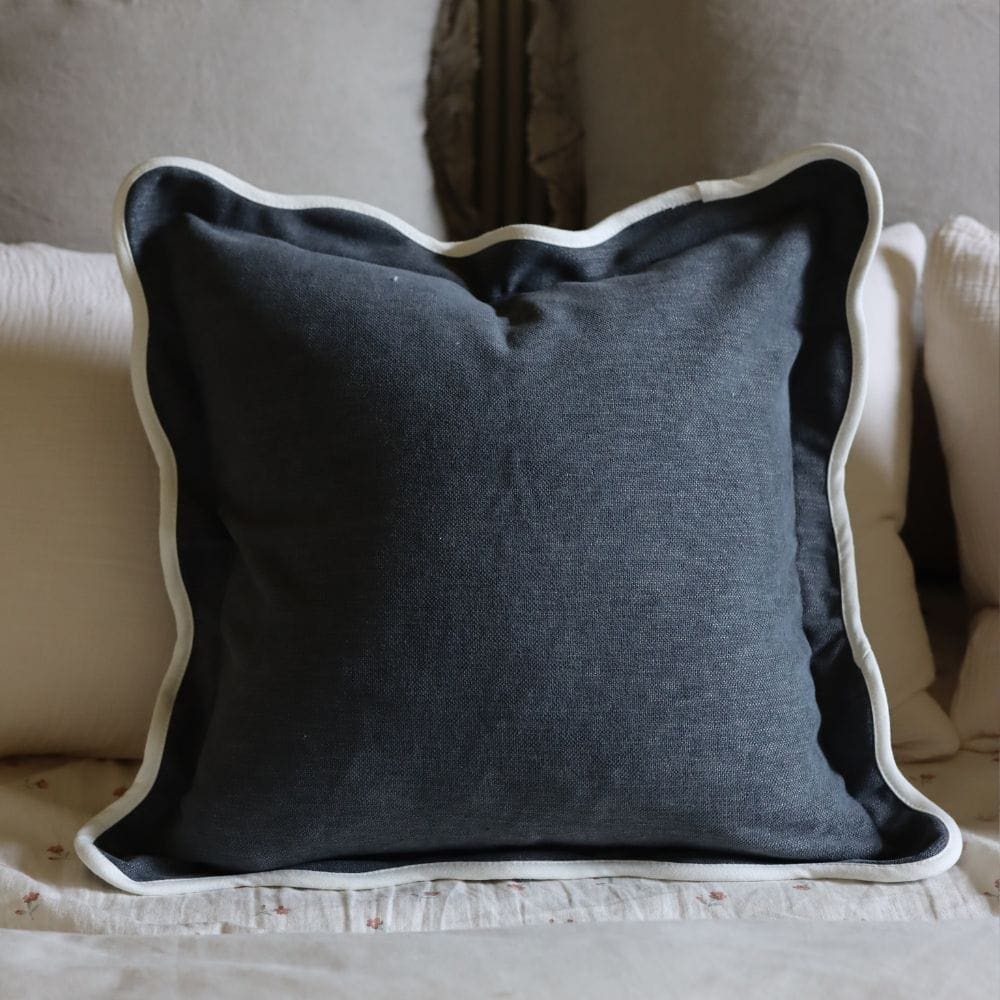 Chloe Navy Scalloped Edge Cushion