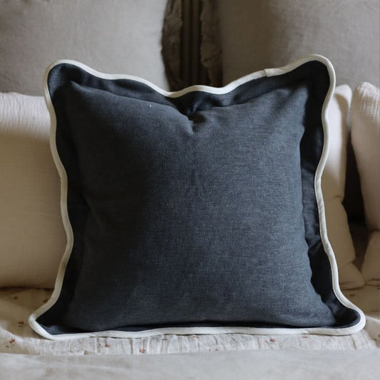 Chloe Navy Scalloped Edge Cushion