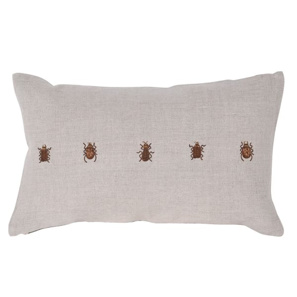 Hand Embroidered Insect Linen Cushion Cover