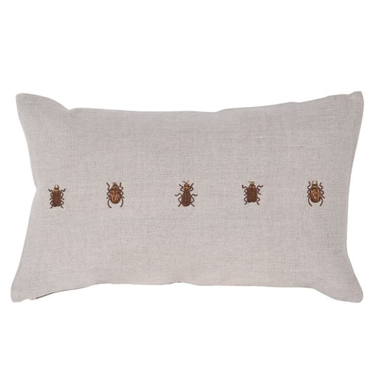 Hand Embroidered Insect Linen Cushion Cover