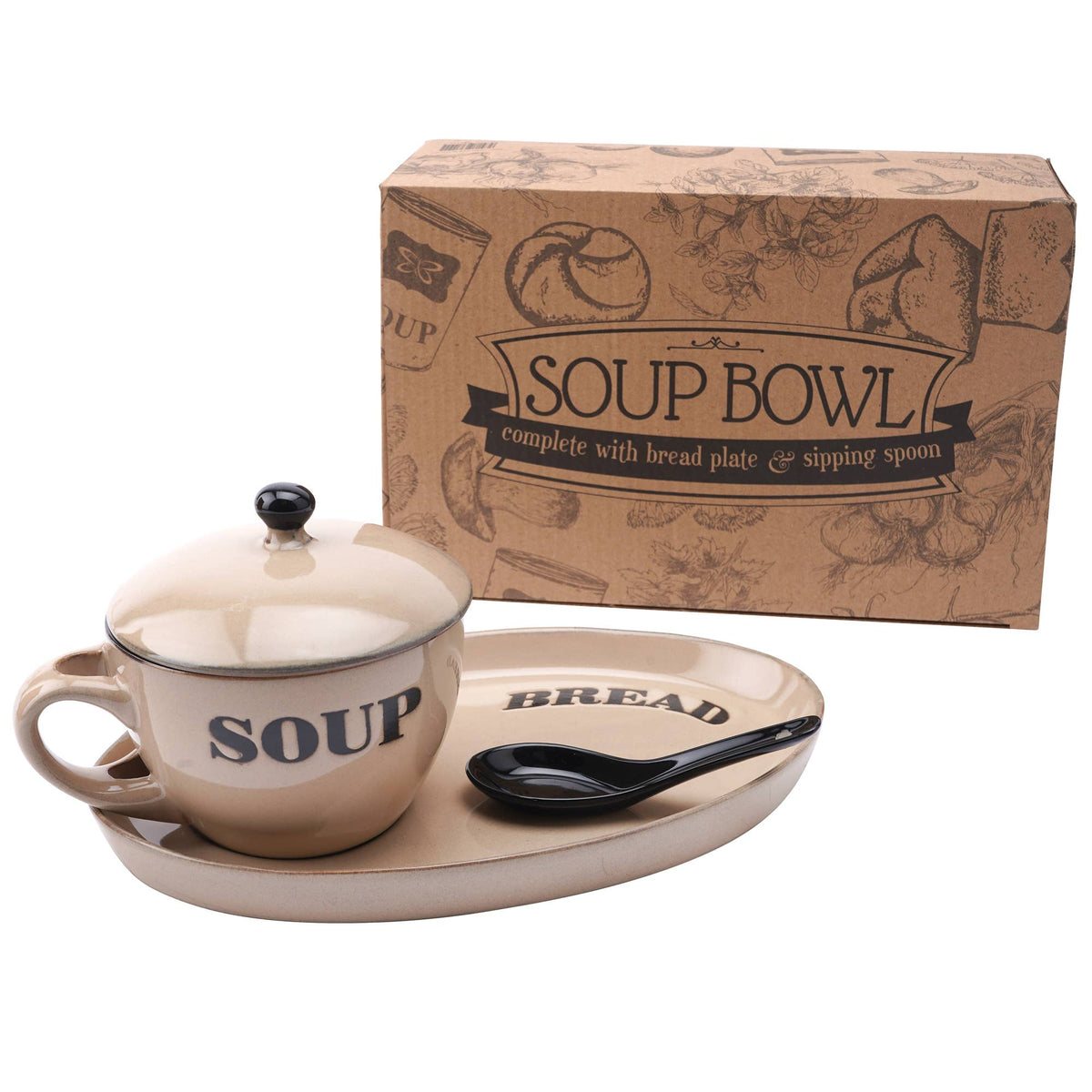Soup Bowl and Bread Plate - Cream