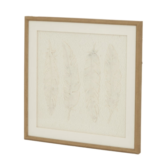 Solli White Feathers Art Mounted In Beaded Frame