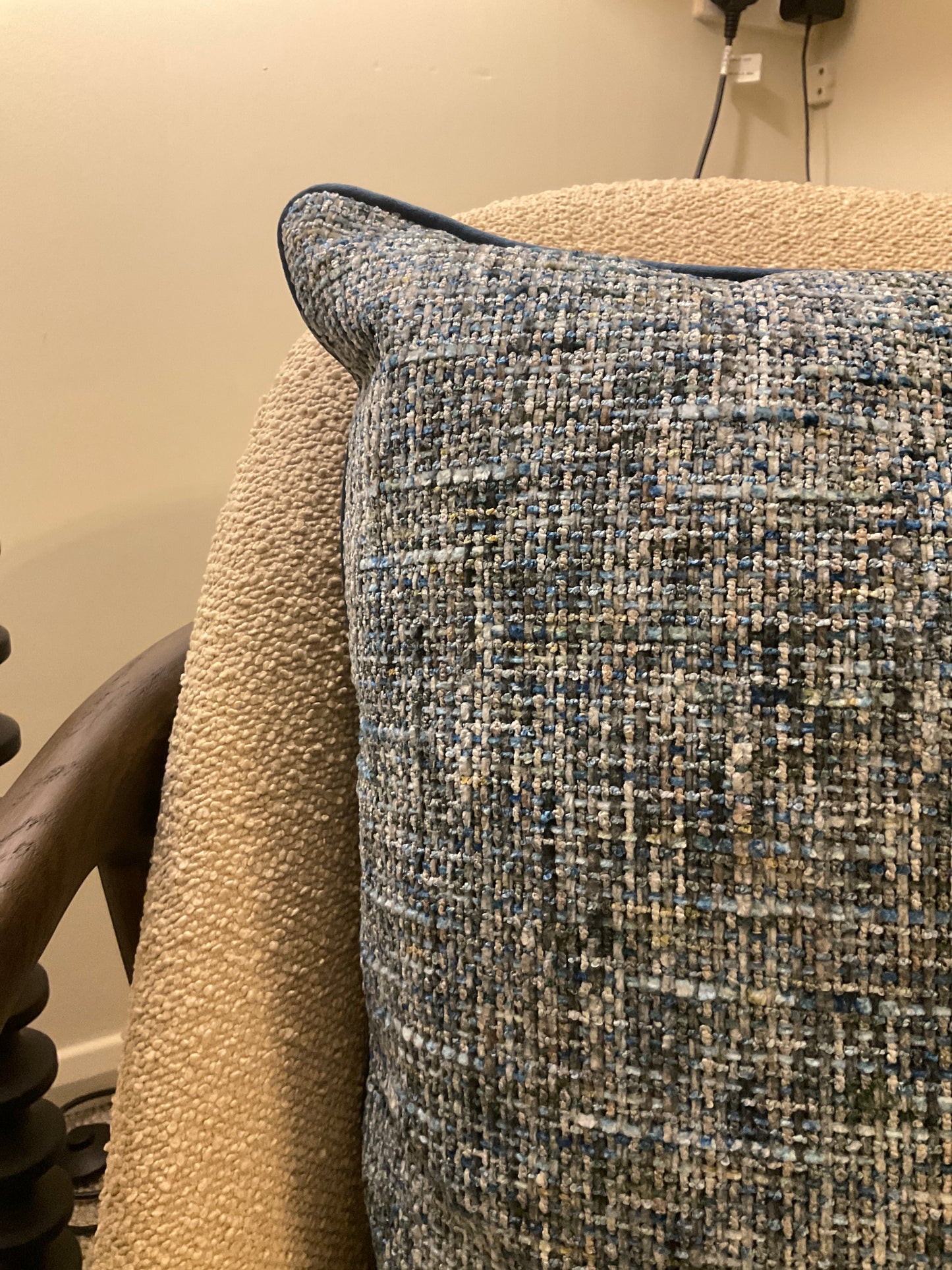 Woven Blue Grey Textured Cushion