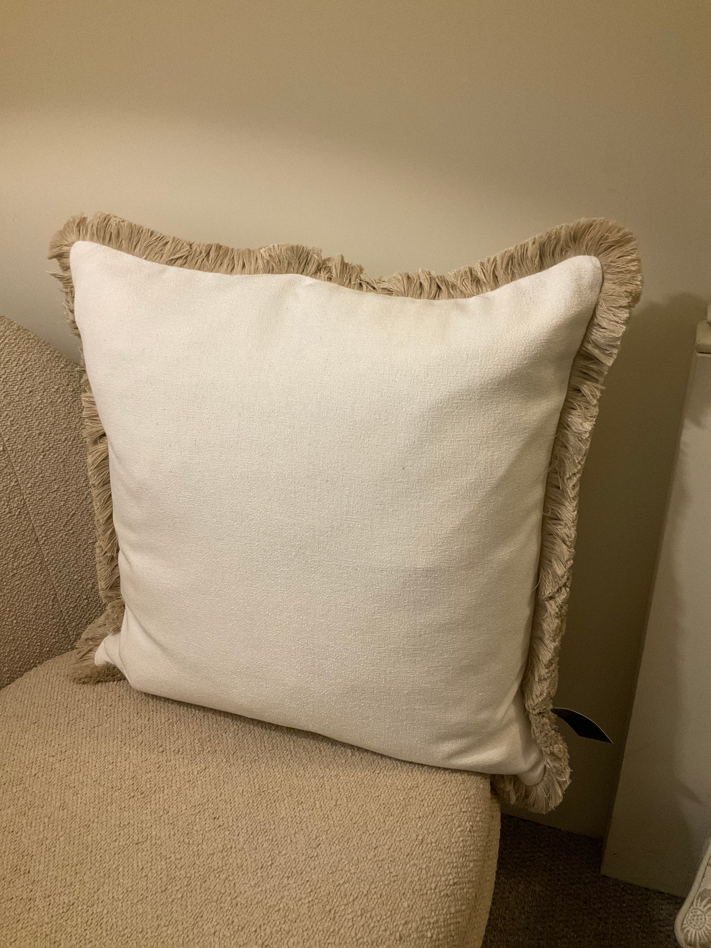Soft Ivory Linen Fringe Cushion