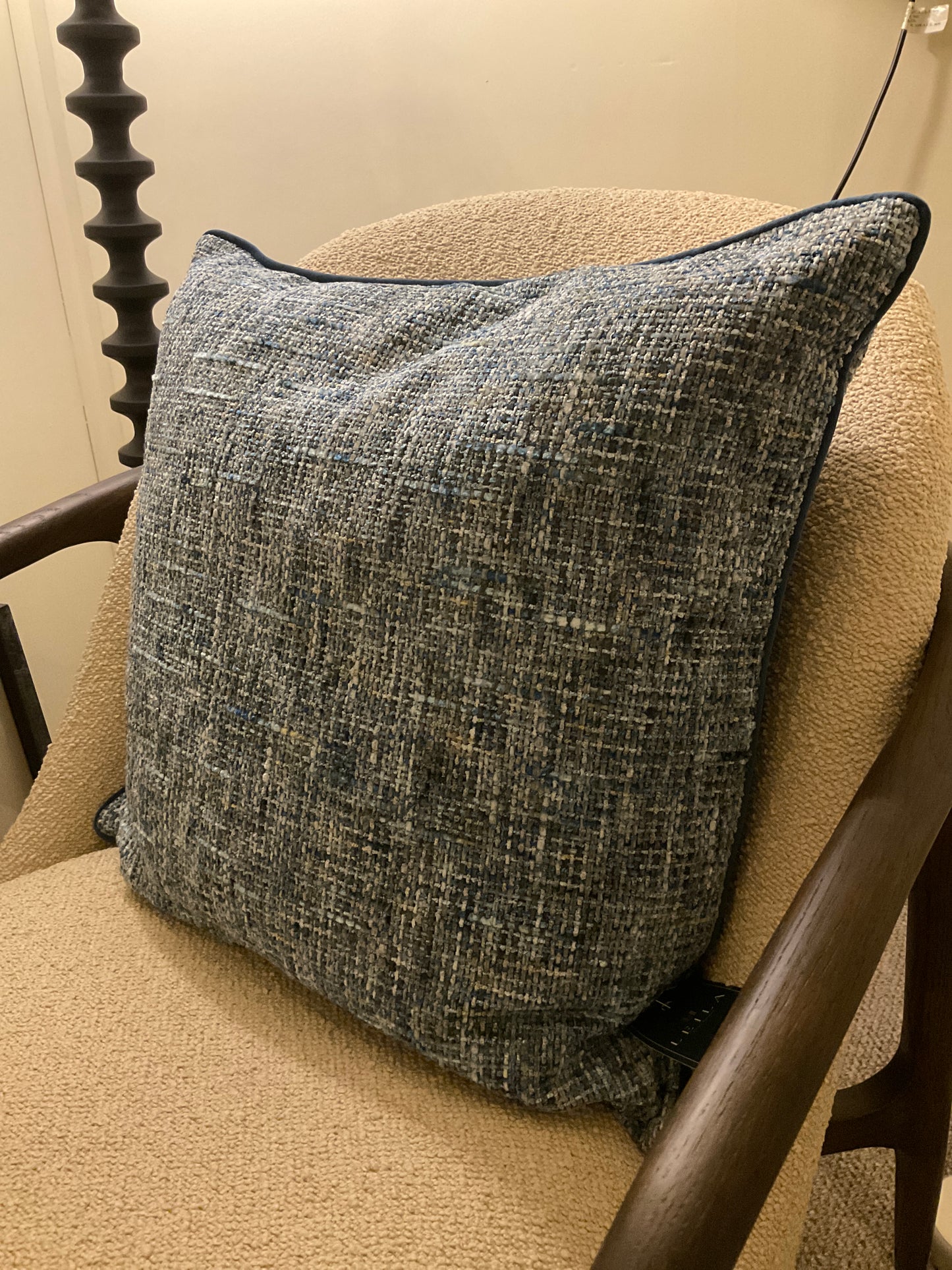 Woven Blue Grey Textured Cushion