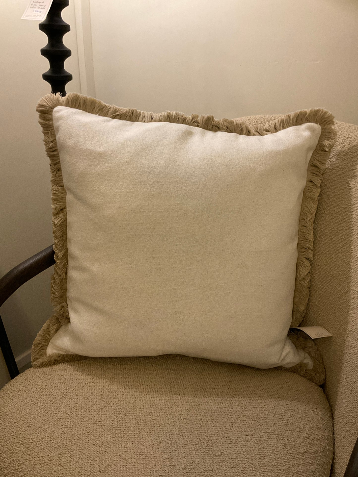 Soft Ivory Linen Fringe Cushion