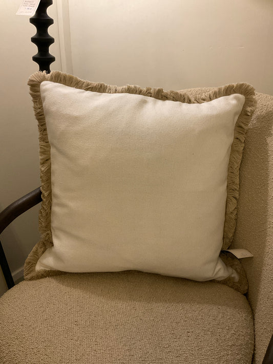 Soft Ivory Linen Fringe Cushion